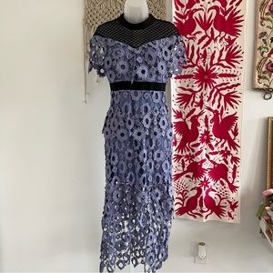 NWT Few Moda Purple and Black Crochet Dress